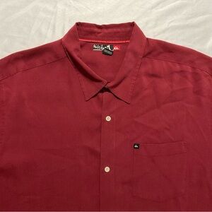 Quiksilver Men's Burgundy Button Down Shirt VINTAGE